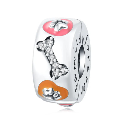 1 Piece 10*5mm 925 Sterling Silver Zircon Dog Cat Pendant Beads Jewelry Accessories