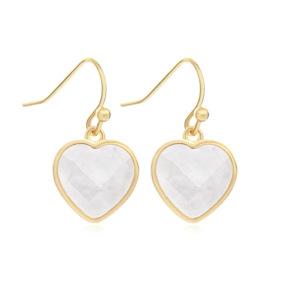 1 Piece and 1 Pack Cute Modern Style Shiny Heart Shape natural stone Copper Drop Earrings