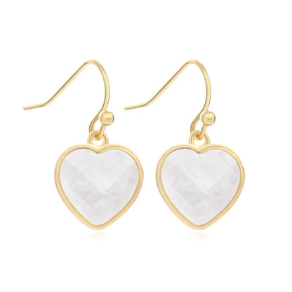 1 Piece and 1 Pack Cute Modern Style Shiny Heart Shape natural stone Copper Drop Earrings