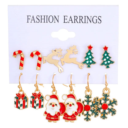 1 Pair Christmas Cute Christmas Tree Santa Claus Elk Plating Alloy Drop Earrings