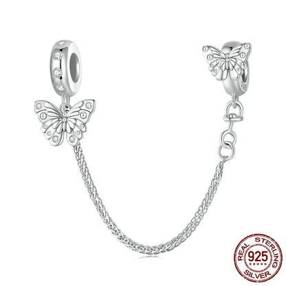 1 Piece 17 * 10mm Hole 4~4.9mm 925 Sterling Silver Zircon White Gold Plated Butterfly Polished Beads Jewelry Accessories