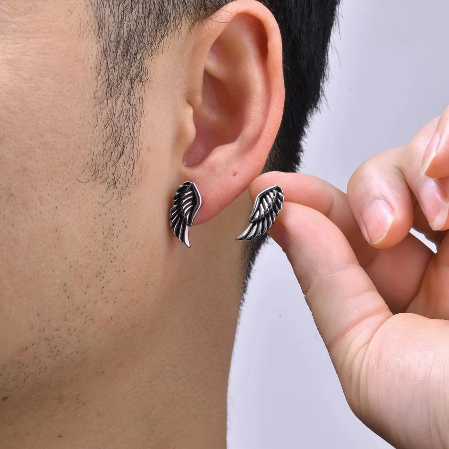 1 Piece 1 Pair Hip-Hop Wings Plating 201 Stainless Steel Butterfly Backs Ear Studs