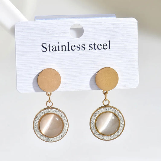 1 Pair Casual Elegant Modern Style Round Square Flower 316 Stainless Steel  Ear Studs