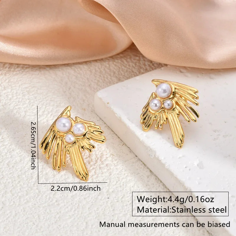 1 Pair Casual Elegant Cute Geometric Round Conch 304 Stainless Steel Imitation Gold  Ear Studs