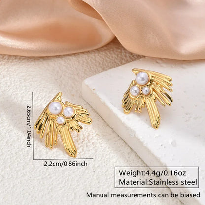 1 Pair Casual Elegant Cute Geometric Round Conch 304 Stainless Steel Imitation Gold  Ear Studs