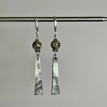 1 pair retro geometric natural stone shell drop earrings