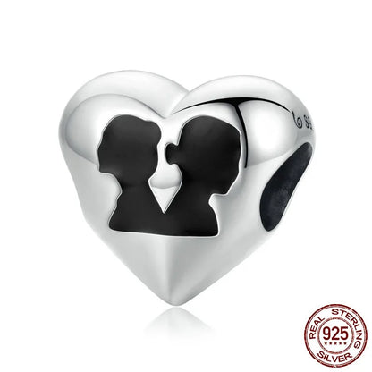 1 Piece 925 Sterling Silver Zircon Human Letter Heart Shape Polished Beads Jewelry Accessories
