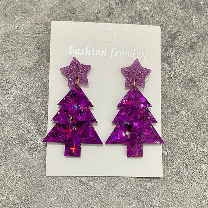 1 Pair Elegant Christmas Tree Star Arylic Drop Earrings