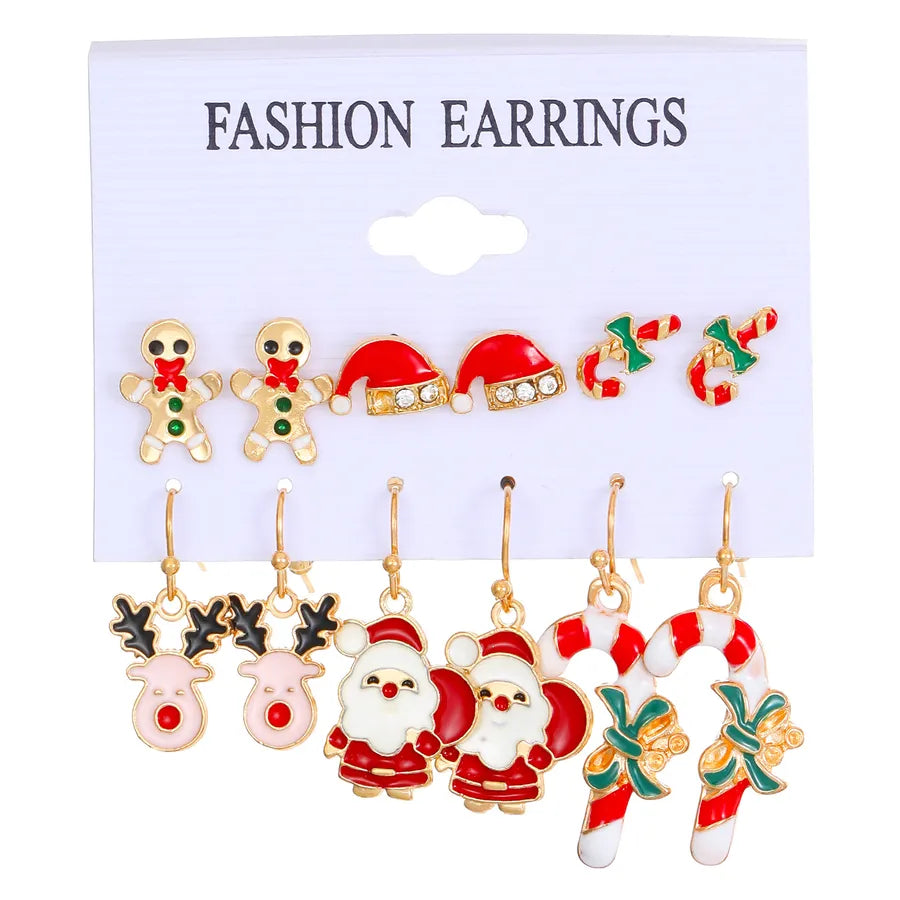 1 Pair Christmas Cute Christmas Tree Santa Claus Elk Plating Alloy Drop Earrings