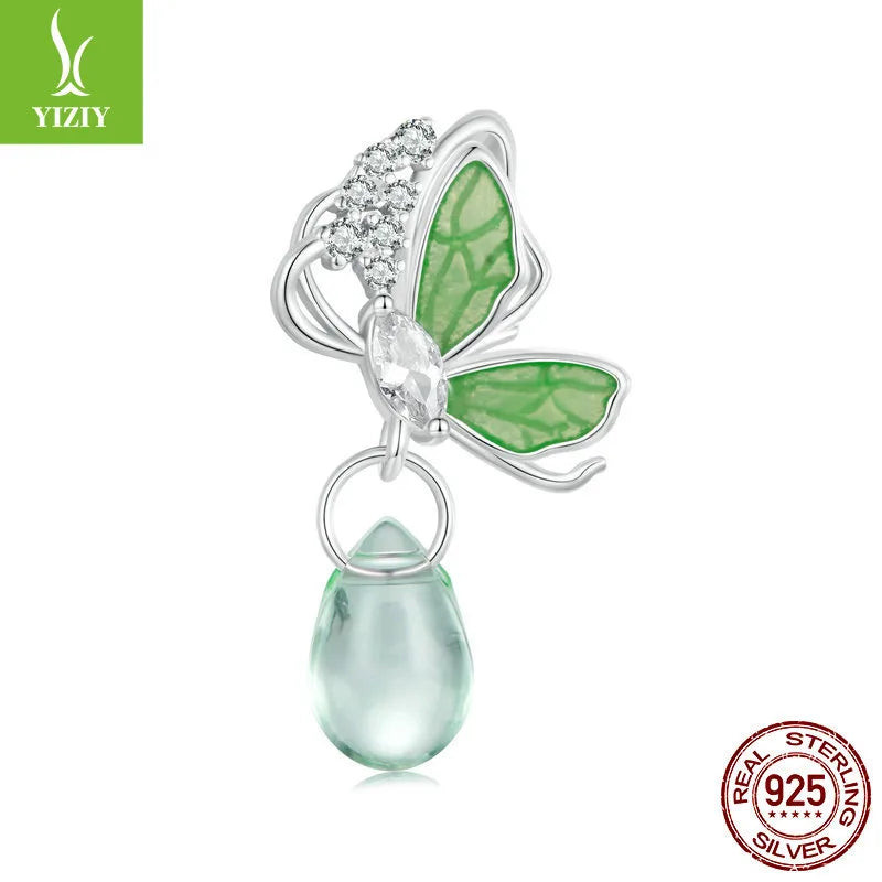 1 Piece 925 Sterling Silver White Gold Plated Butterfly Bird DIY Jewelry Accessories Pendant Beads