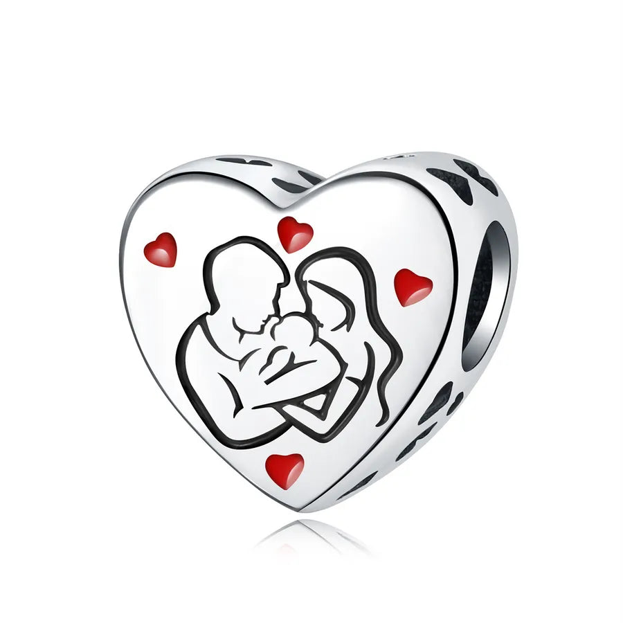 1 Piece 23*14mm 925 Sterling Silver Letter Heart Shape Pendant Beads Jewelry Accessories