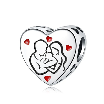 1 Piece 23*14mm 925 Sterling Silver Letter Heart Shape Pendant Beads Jewelry Accessories