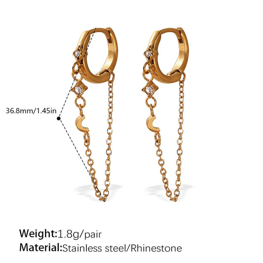 1 Pair Elegant Lady Star 304 Stainless Steel Earrings