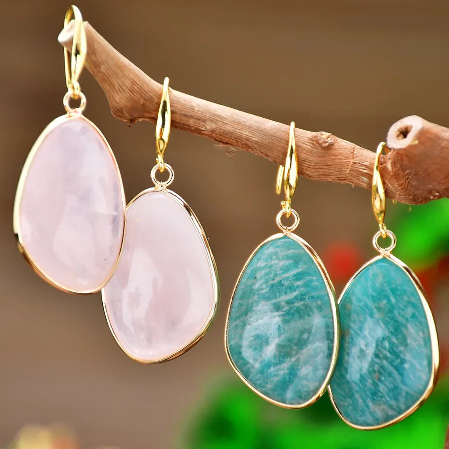 1 Pair Elegant Modern Style Geometric Three-dimensional natural stone Drop Earrings