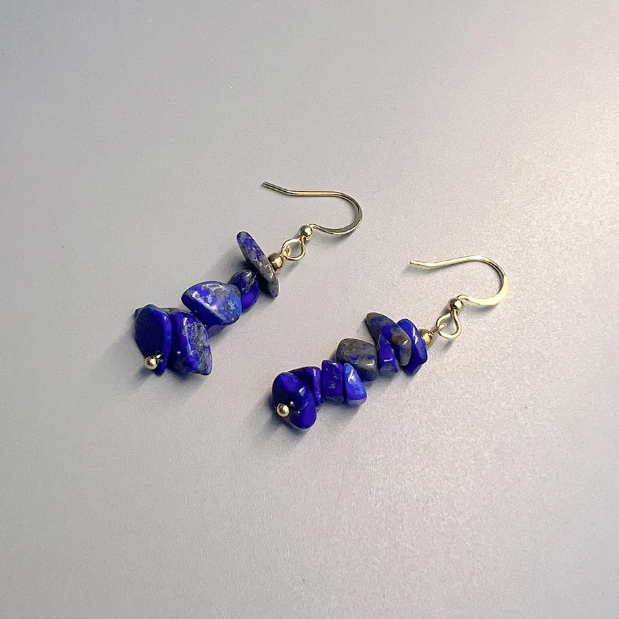 1 pair bohemian irregular geometric stainless steel natural stone drop earrings