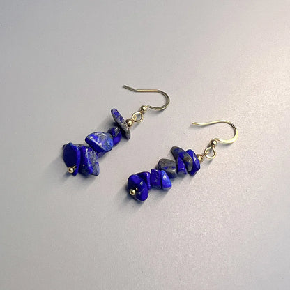 1 pair bohemian irregular geometric stainless steel natural stone drop earrings