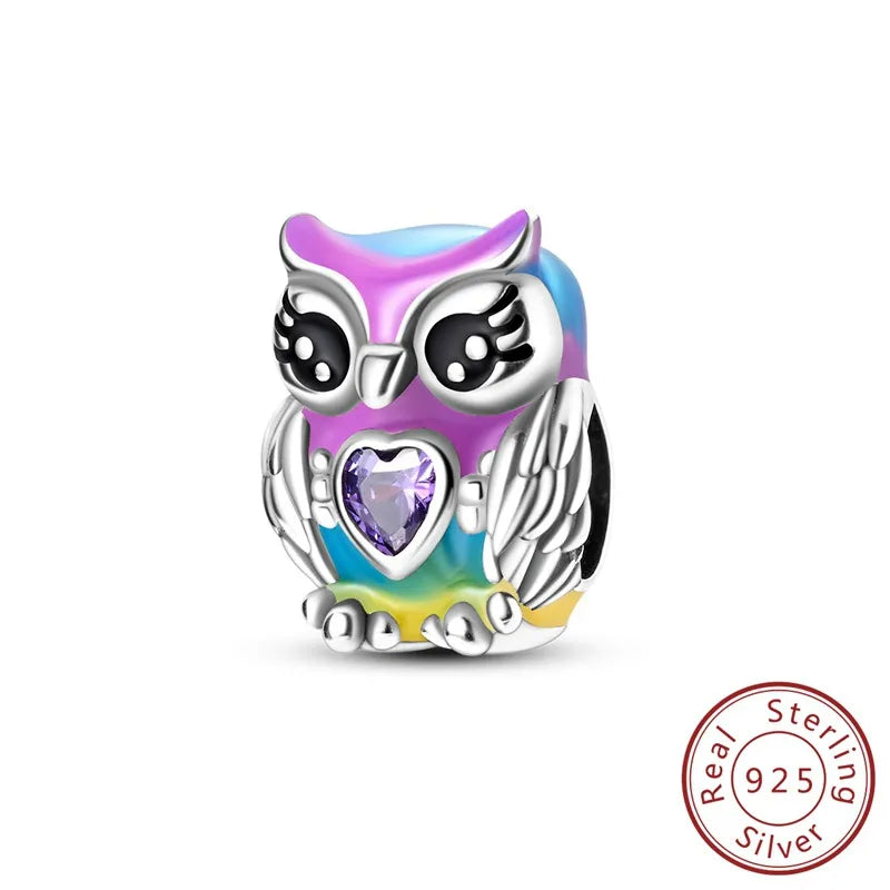 1 Piece 12*11.9mm 925 Sterling Silver Zircon Devil's Eye Bird Pendant Beads Jewelry Accessories