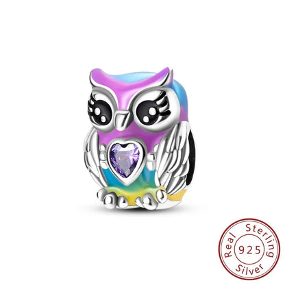 1 Piece 12*11.9mm 925 Sterling Silver Zircon Devil's Eye Bird Pendant Beads Jewelry Accessories