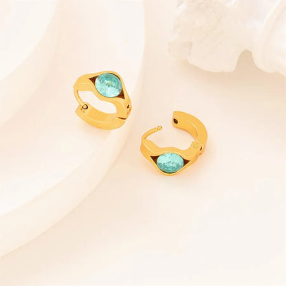 1 Pair Elegant Shiny Solid Color 304 Stainless Steel Earrings