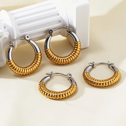 1 Pair Elegant Lady Beach U Shape Mixed Metal 304 Stainless Steel 18K Gold Plated Earrings