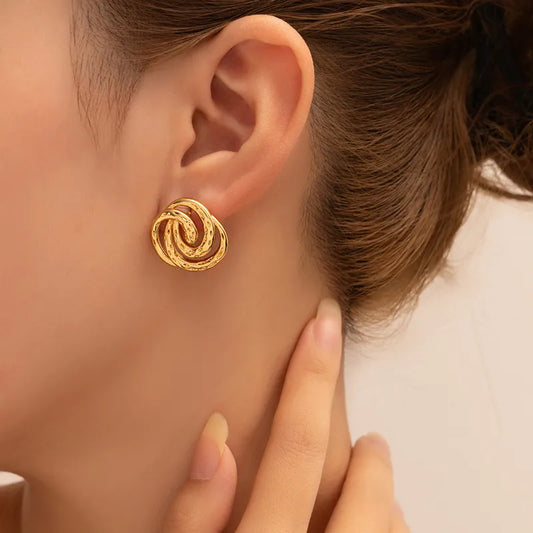 1 Pair Casual Vacation Irregular Geometric Curve Hollow Out 304 Stainless Steel Imitation Gold  Ear Studs