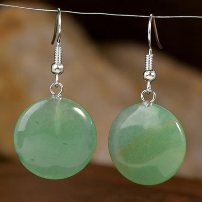 1 Pair Vintage Style Simple Style Round Handmade natural stone Drop Earrings