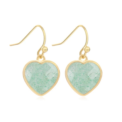 1 Piece and 1 Pack Cute Modern Style Shiny Heart Shape natural stone Copper Drop Earrings