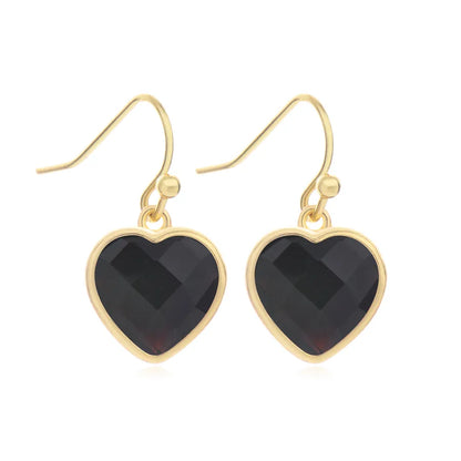 1 Piece and 1 Pack Cute Modern Style Shiny Heart Shape natural stone Copper Drop Earrings