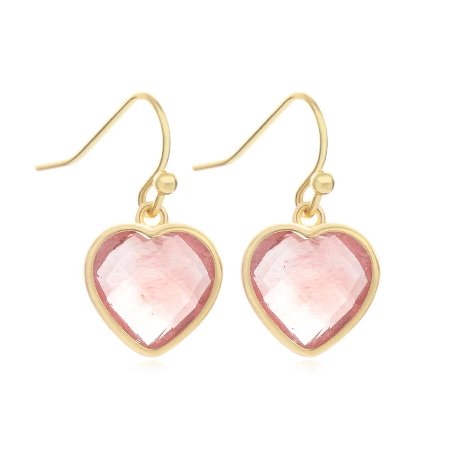 1 Piece and 1 Pack Cute Modern Style Shiny Heart Shape natural stone Copper Drop Earrings