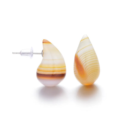 1 Pair Exaggerated Novelty Streetwear Water Droplets natural stone Gem Agate Ear Studs