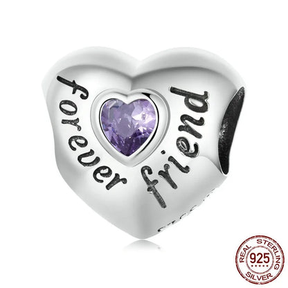 1 Piece 925 Sterling Silver Zircon Human Letter Heart Shape Polished Beads Jewelry Accessories
