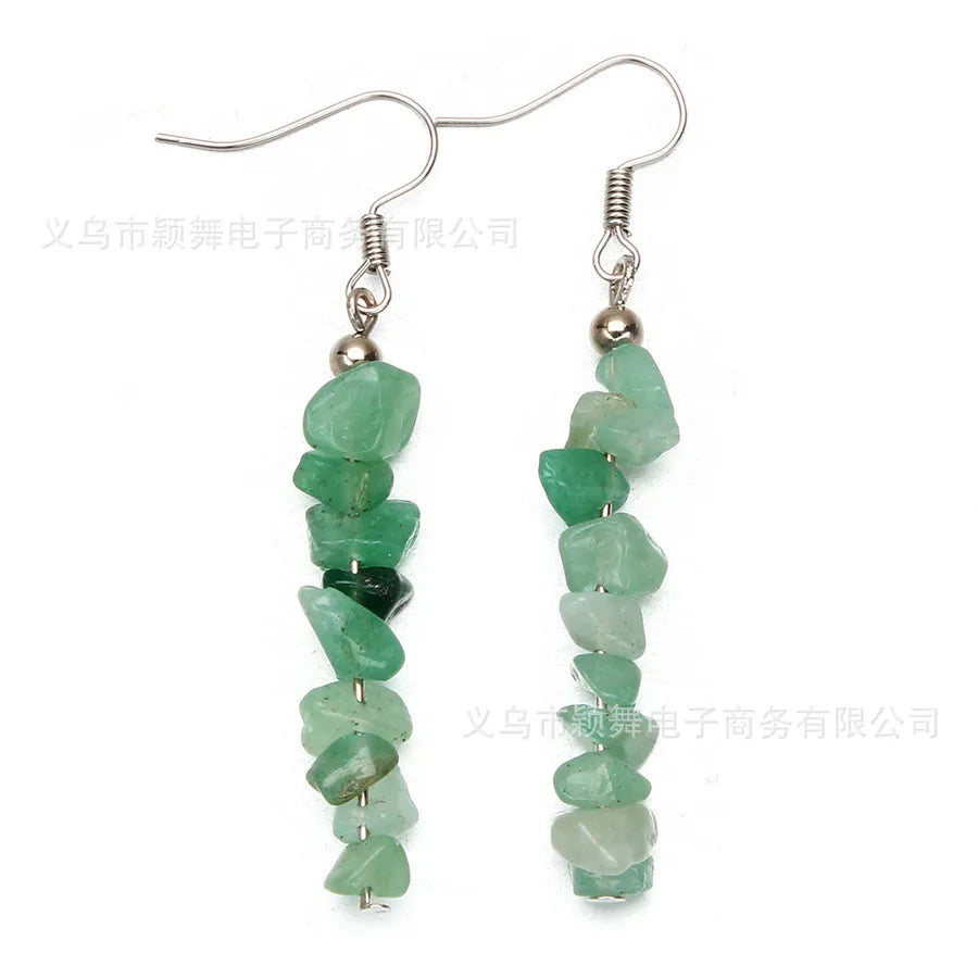 1 pair retro irregular plating natural stone drop earrings