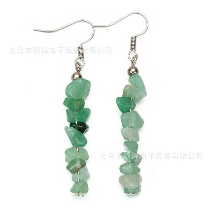 1 pair retro irregular plating natural stone drop earrings