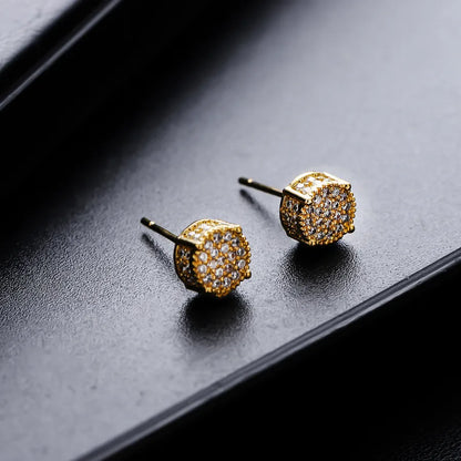 1 Pair IG Style Geometric Copper Zircon Ear Studs
