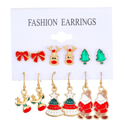 1 Pair Christmas Cute Christmas Tree Santa Claus Elk Plating Alloy Drop Earrings