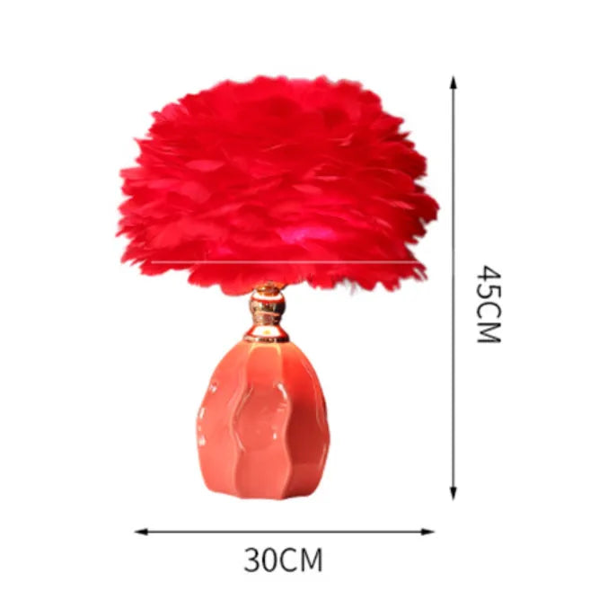 Nordic Feather Table Lamp  Girl Warm Romantic Bedside Lamp Internet Celebrity Homestay Live Room Atmosphere Decorative Table Lamp