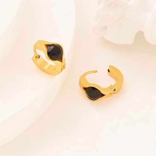 1 Pair Elegant Shiny Solid Color 304 Stainless Steel Earrings