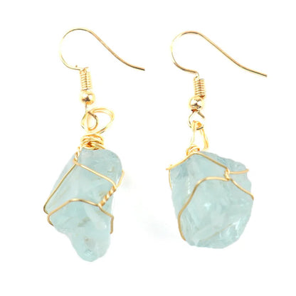 1 pair simple style irregular asymmetrical plating natural stone metal drop earrings