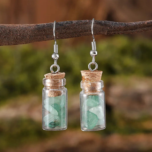 1 Pair Retro Drift bottle natural stone Drop Earrings