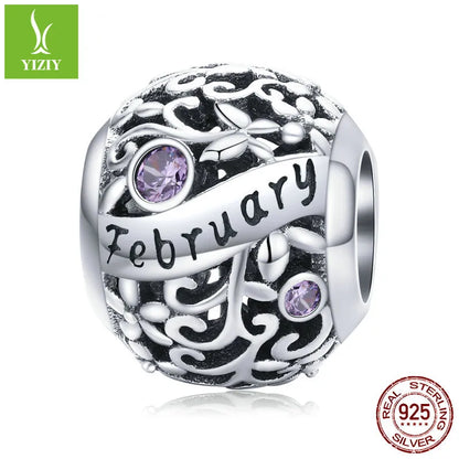 1 Piece 925 Sterling Silver Birthstone Solid Color Jewelry Accessories