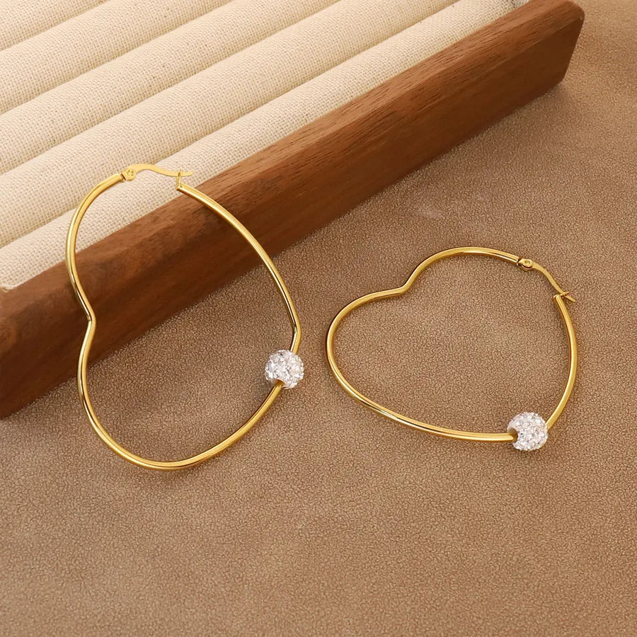 1 Pair Simple Style Water Droplets Heart Shape Flower 304 Stainless Steel 18K Gold Plated Earrings