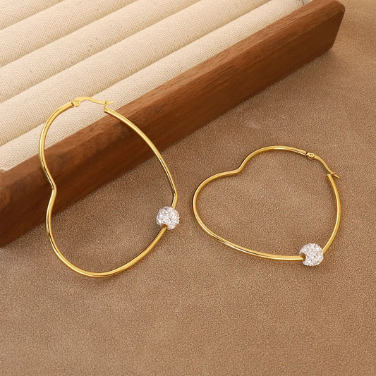 1 Pair Simple Style Water Droplets Heart Shape Flower 304 Stainless Steel 18K Gold Plated Earrings