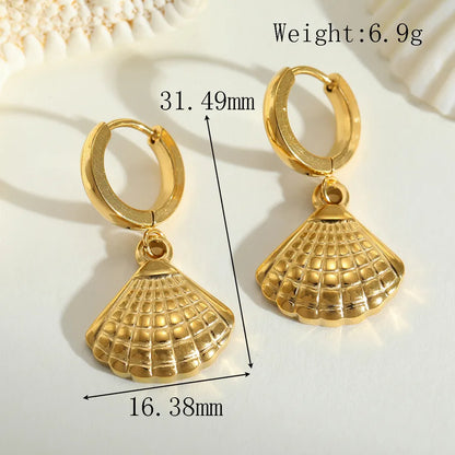 1 Pair Casual Elegant Cute Geometric Starfish Shell Plating 304 Stainless Steel 18K Gold Plated Earrings