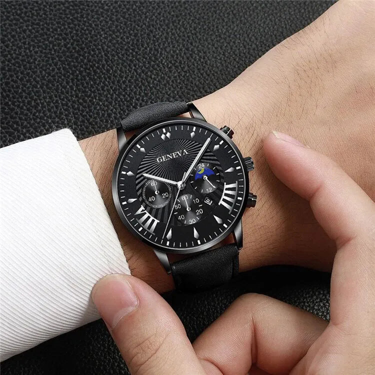 Casual Color Block Buckle Quartz Men's Watches