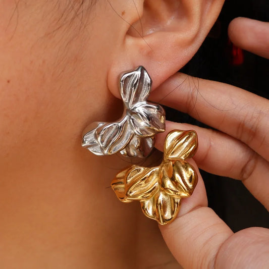 1 Pair Glam Cute Vintage Style Flower Polishing 304 Stainless Steel 18K Gold Plated Butterfly Backs Ear Studs