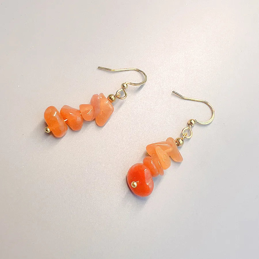 1 pair bohemian irregular geometric stainless steel natural stone drop earrings