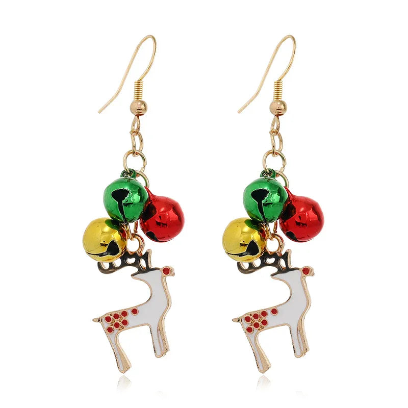 1 Pair Christmas Fashion Christmas Tree Bell Snowman Alloy Drop Earrings