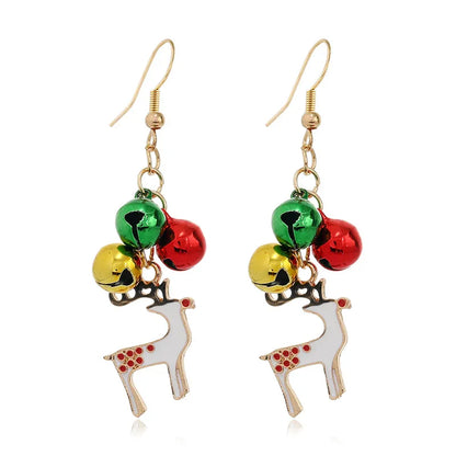 1 Pair Christmas Fashion Christmas Tree Bell Snowman Alloy Drop Earrings