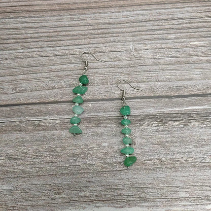 1 pair ethnic style geometric natural stone drop earrings