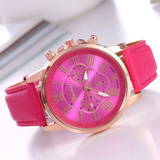 casual solid color buckle quartz women's watches